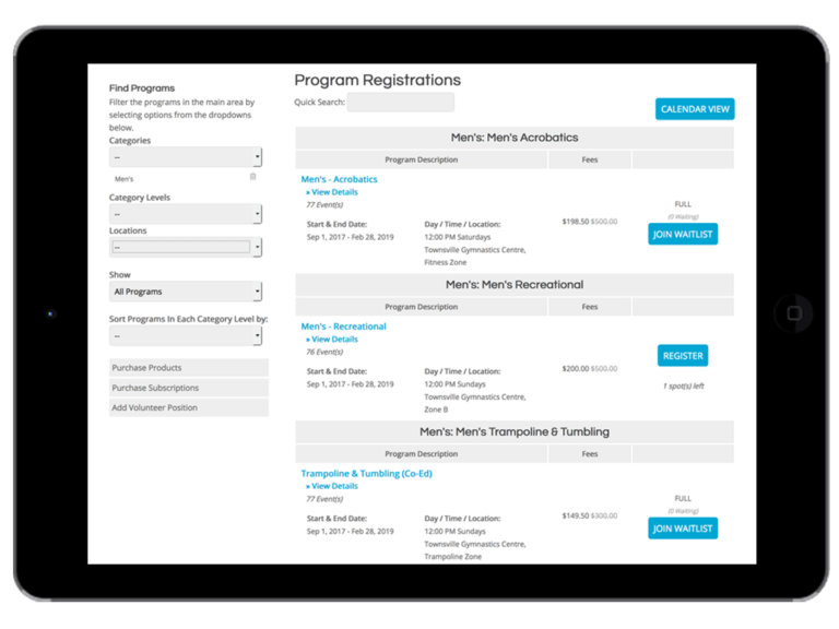 Gymnastics Class Management Software